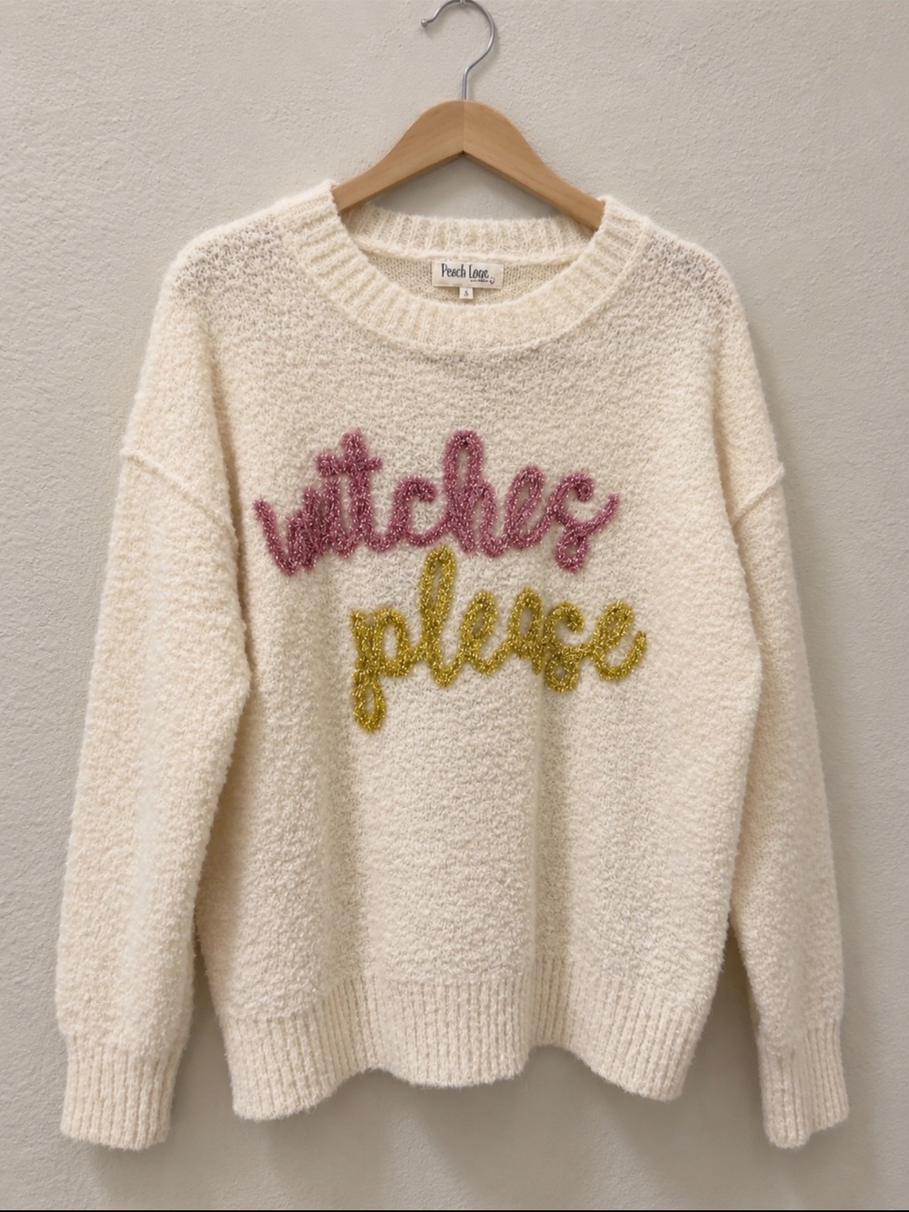 Peach Love California Cream Crewneck with Pink and Gold Script